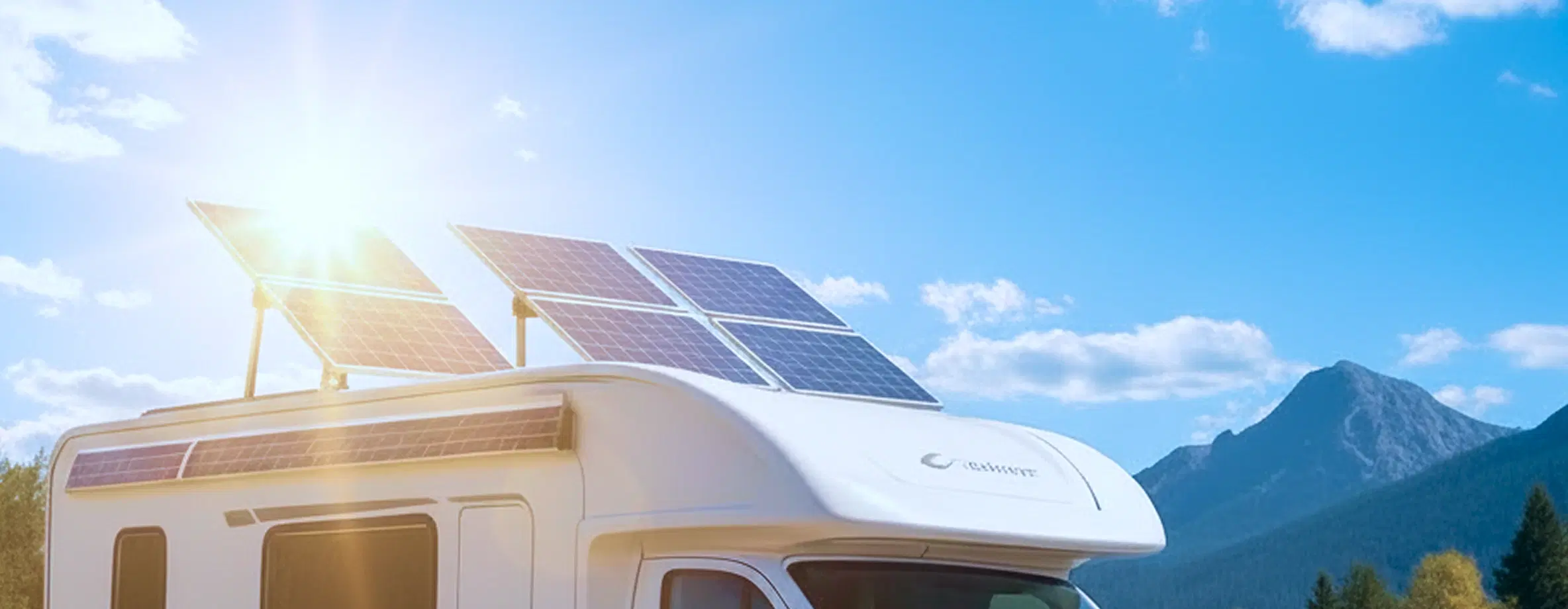 Solar panels on rooftop with blue sky