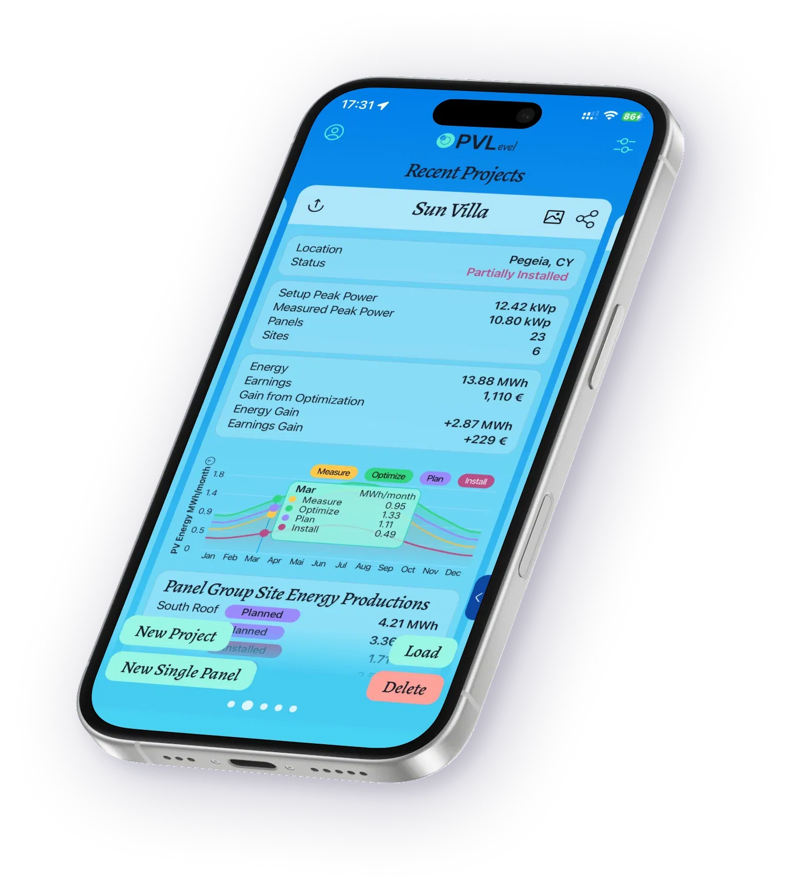 PVLevel Pro version interface